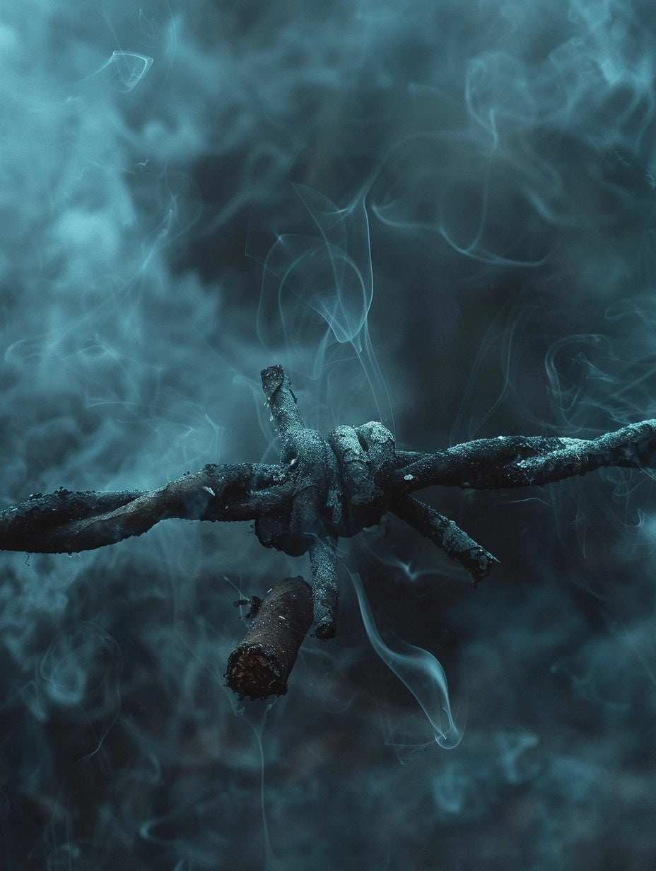 Desolate Boundary: The Electrified Barbed Wire Erected with Frozen Smoke